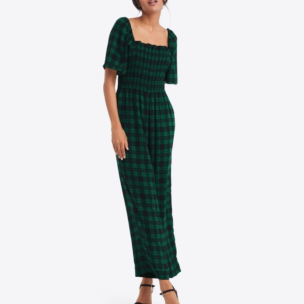 NWOT Draper James Maren Jumpsuit in Blackwatch Plaid L